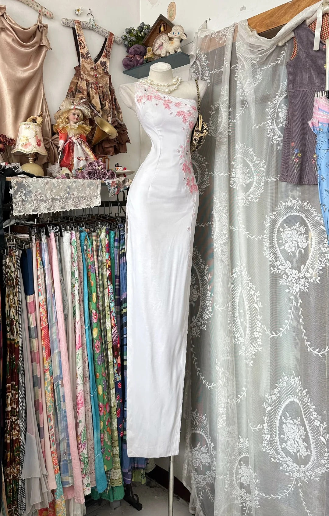 Robes de bal élégantes Fourreau Asymétrique Blanc avec Perles Longues Tenues de Soirée Formelles N3770