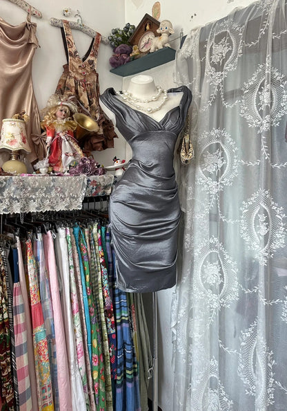 Sexy Sheath Off The Shoulder Grey Short Party Dresses Homecoming Dress Cocktail Gown RB8989