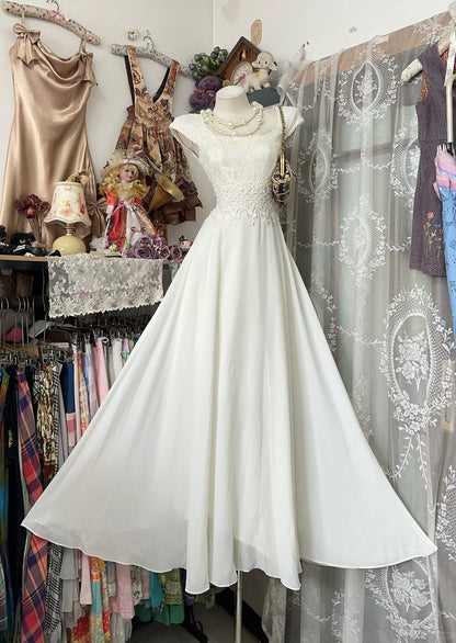 Cute A Line Square Neck White With Lace Prom Dresses Formal Outfits RB3937
