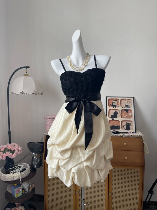 Vintage A line Spaghetti Strap Chiffon With Bow 16th Birthday Homecoming Dress Graduation Outfits RB6794