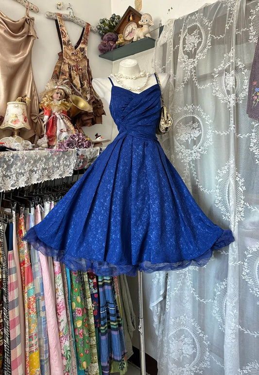 Vintage Ball Gown Spaghetti Strap Royal Blue Lace Short Cocktail Homecoming Dresses Ideas Hoco Outfits RB5290