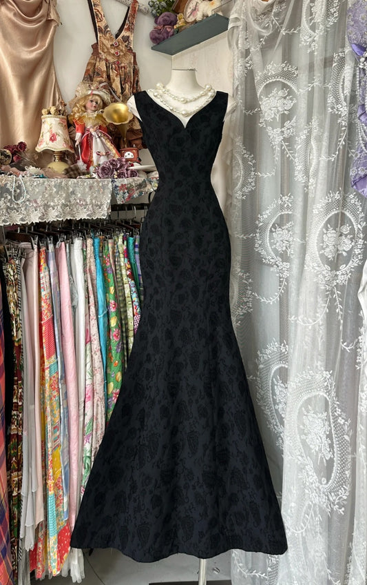 Elegant Mermaid Sweetheart Black Satin Evening Gowns Formal Birthday Party Dress Prom Dresses N1719