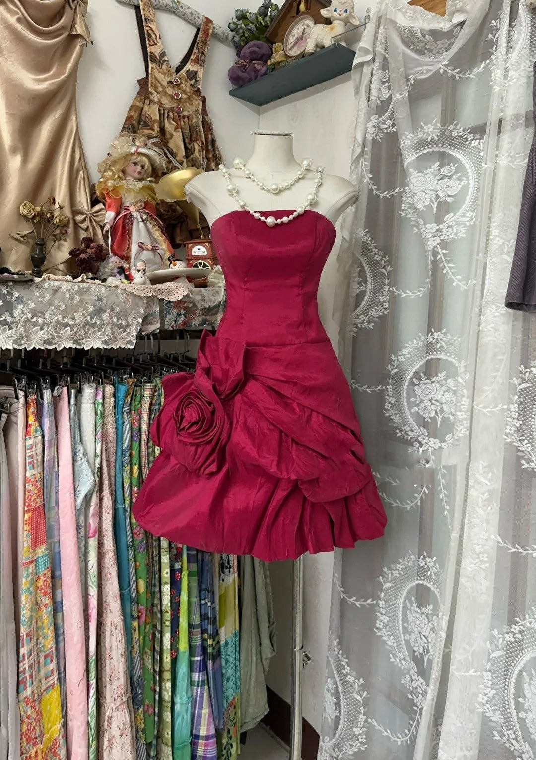 Robe de bal simple bustier bordeaux courte mini, pour remise de diplôme, anniversaire, robe de soirée N3749