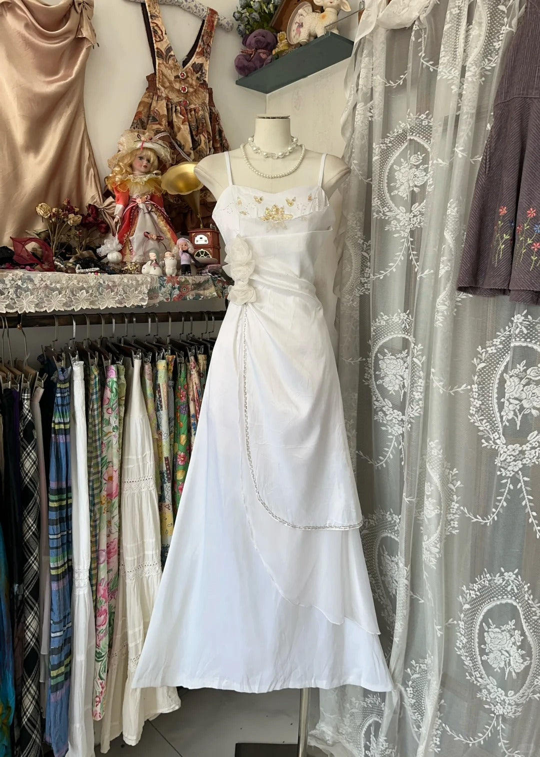 Elegant Fairy A Line Spaghetti Strap White Chiffon Evening Gowns Formal Birthday Party Prom Dresses N1705