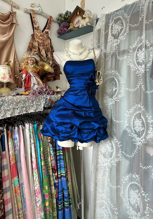 Vintage Sheath Strapless Royal Blue Mini Tight Bodycon Short Cocktail Homecoming Dresses Ideas Hoco Outfits RB5287