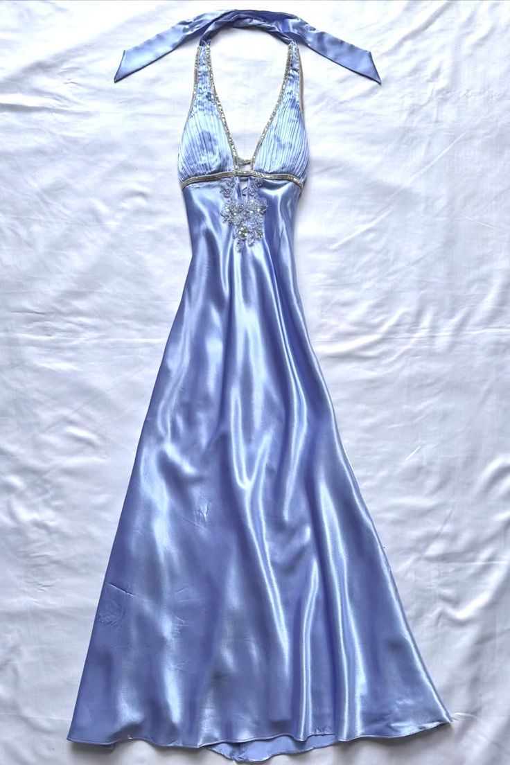 Sexy Ballkleid für Damen, A-Linie, Neckholder, blauer Satin mit Perlenstickerei, formelles Abendkleid für Tanz und Party, AB1712