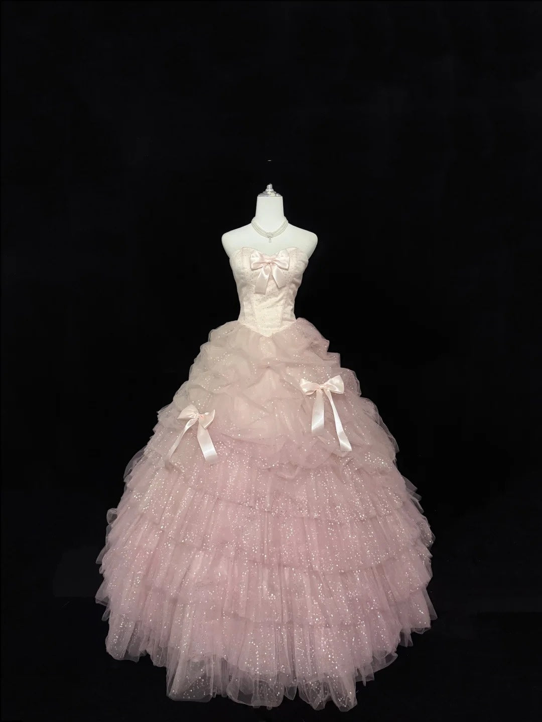 Sweet 16 Kleider langes Ballkleid Sweet Sixteen langes Geburtstagskleid herzförmiger Ausschnitt zartrosa Tüll Abendkleid RC0290