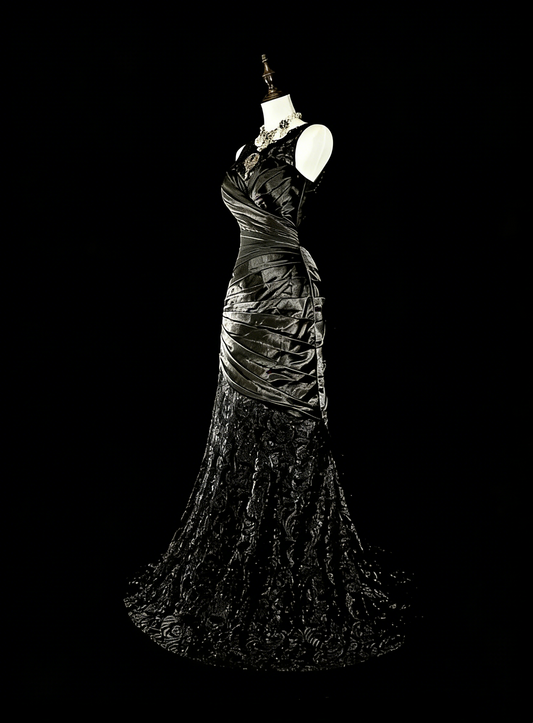 Vintage 1960er Jahre U-Boot-Ausschnitt Ärmelloses Satin-Plissee-Abendkleid N1574