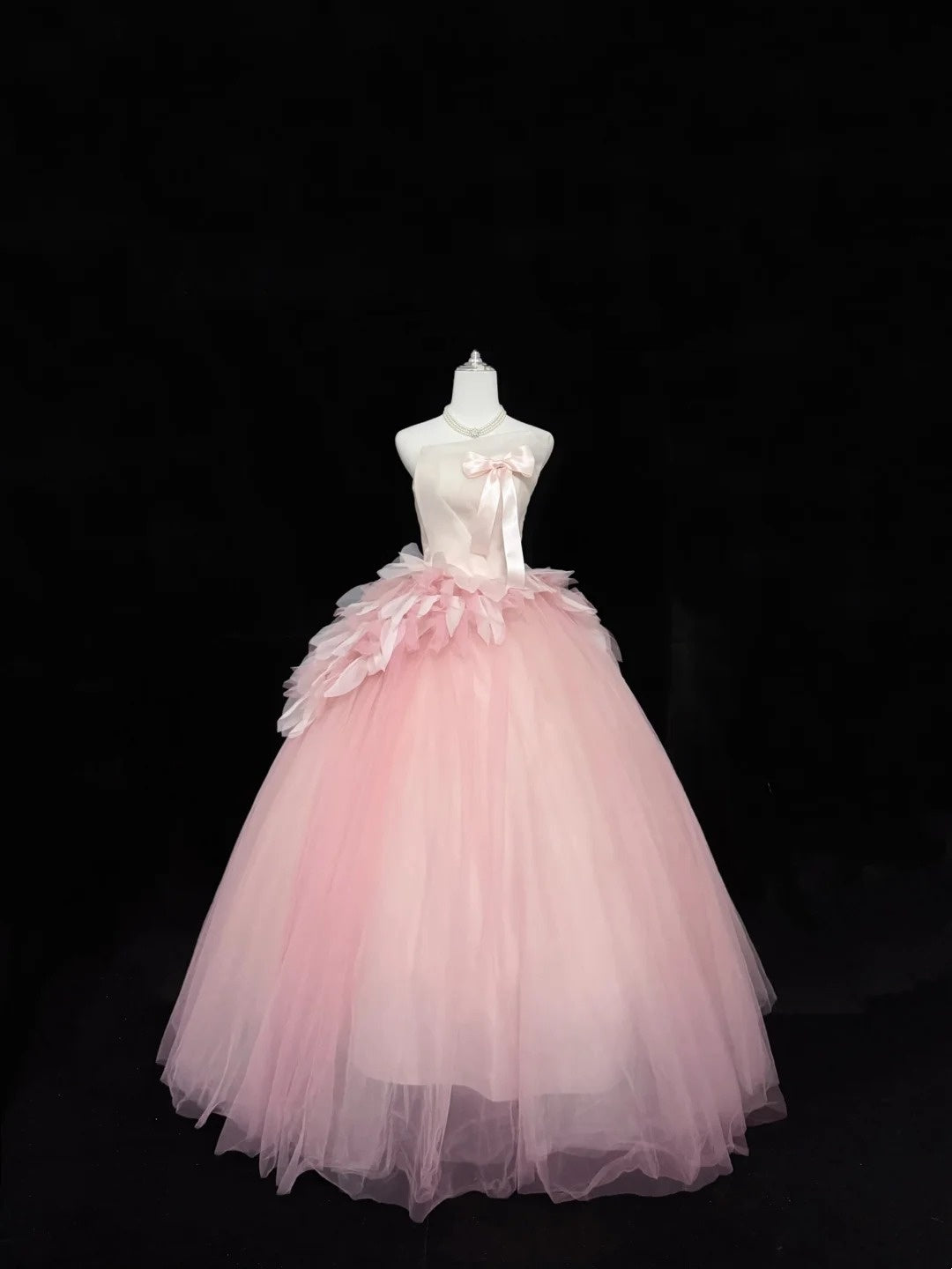 Sweet 16 Dresses Long Ball Gown Sweet Sixteen Long Birthday Dress Strapless Pink Tulle Formal Gown RC0285