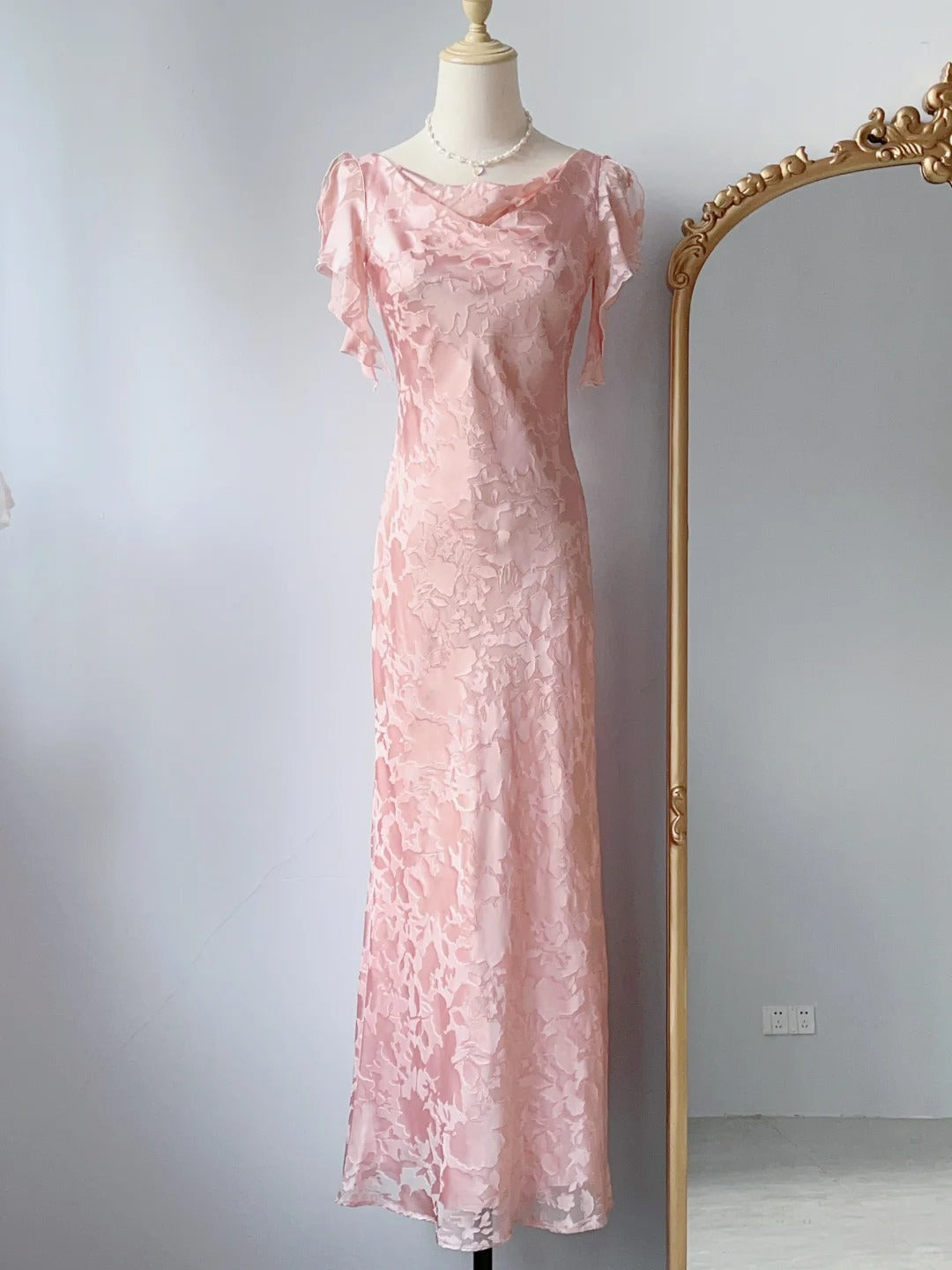 Vintage Prom Dresses Mermaid Pink Lace 80s Sleeveless Long Evening Formal Dress RB3245