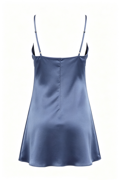 Einfaches kurzes Homecoming-Kleid aus champagnerfarbenem Satin mit Spaghettiträgern und ärmellosem Design, Inspiration für die Universität, kurzes Hoco-Kleid, RB7264