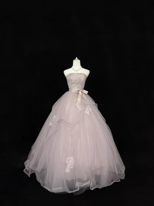 Sweet 16 Dresses Long Ball Gown Sweet Sixteen Long Birthday Dress Strapless Dusty Lilac Tulle Formal Gown RC0295