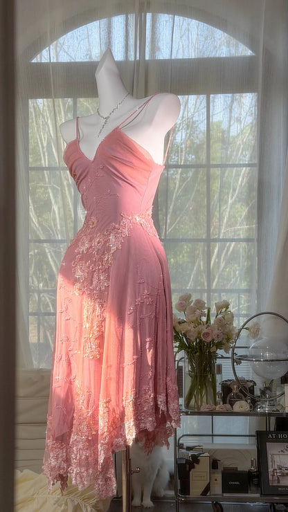Élégantes robes de bal sirène à fines bretelles en mousseline rose, longueur genou, tenues de soirée formelles N3524