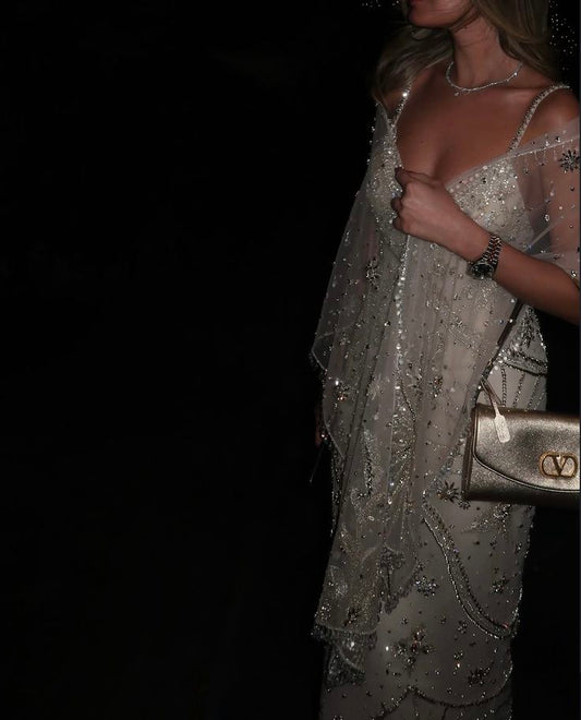 Funkelndes Meerjungfrauen-Abendkleid mit Spaghettiträgern für Damen, perlenbesetztes Oberteil, Partykleid, Geburtstagsoutfit N1572