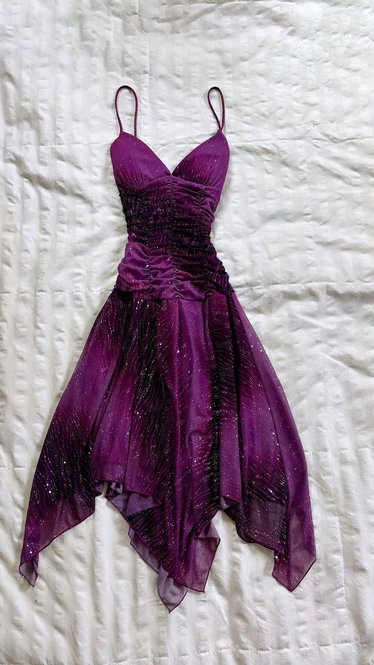 Glam A line Spaghetti Straps Purple Chiffon Short Homecoming Dresses Evening Outfits Inspiration RB9236