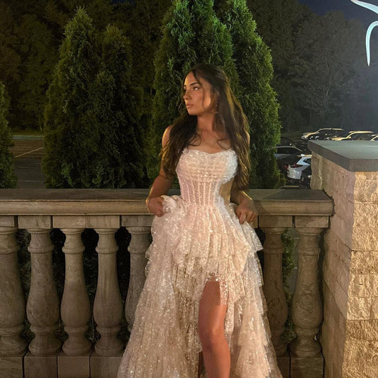 Einzigartiges Ballkleid mit Spaghettiträgern, aus rosafarbenem Tüll und Spitze, formelles, langes Stufenkleid für Abendveranstaltungen, Vestidos De Dia AB552