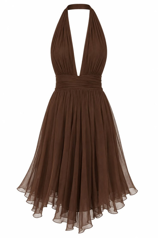 Sexy A Line Halter Chiffon Knee Length Homecoming Dresses Party Cocktail Hoco Outfits RB8736