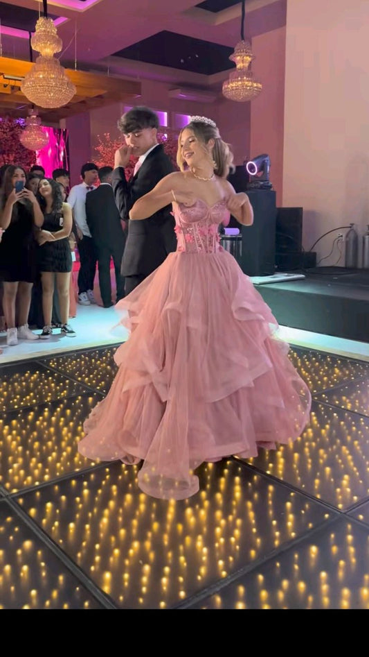 Prom Dress Elegant Pink Sweetheart Floor Length Formal Evening Gown for Women Graduation Party RB9477