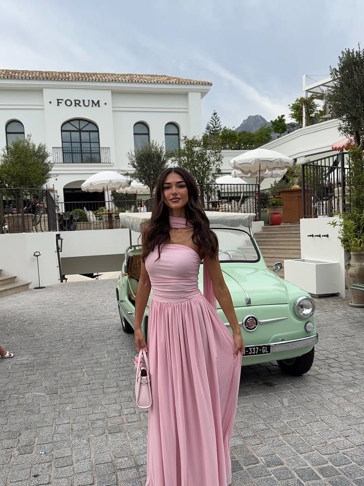 Simple A line Strapless Pink Chiffon With Scarf Ruched Long Evening Prom Dresses Wedding Guest Dress N270