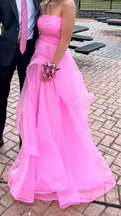 Robe de bal élégante sans bretelles en tulle orange poudré, robe de soirée longue et formelle pour femme, robe de bal de fin d'année pour un anniversaire de 16 ans AB1291