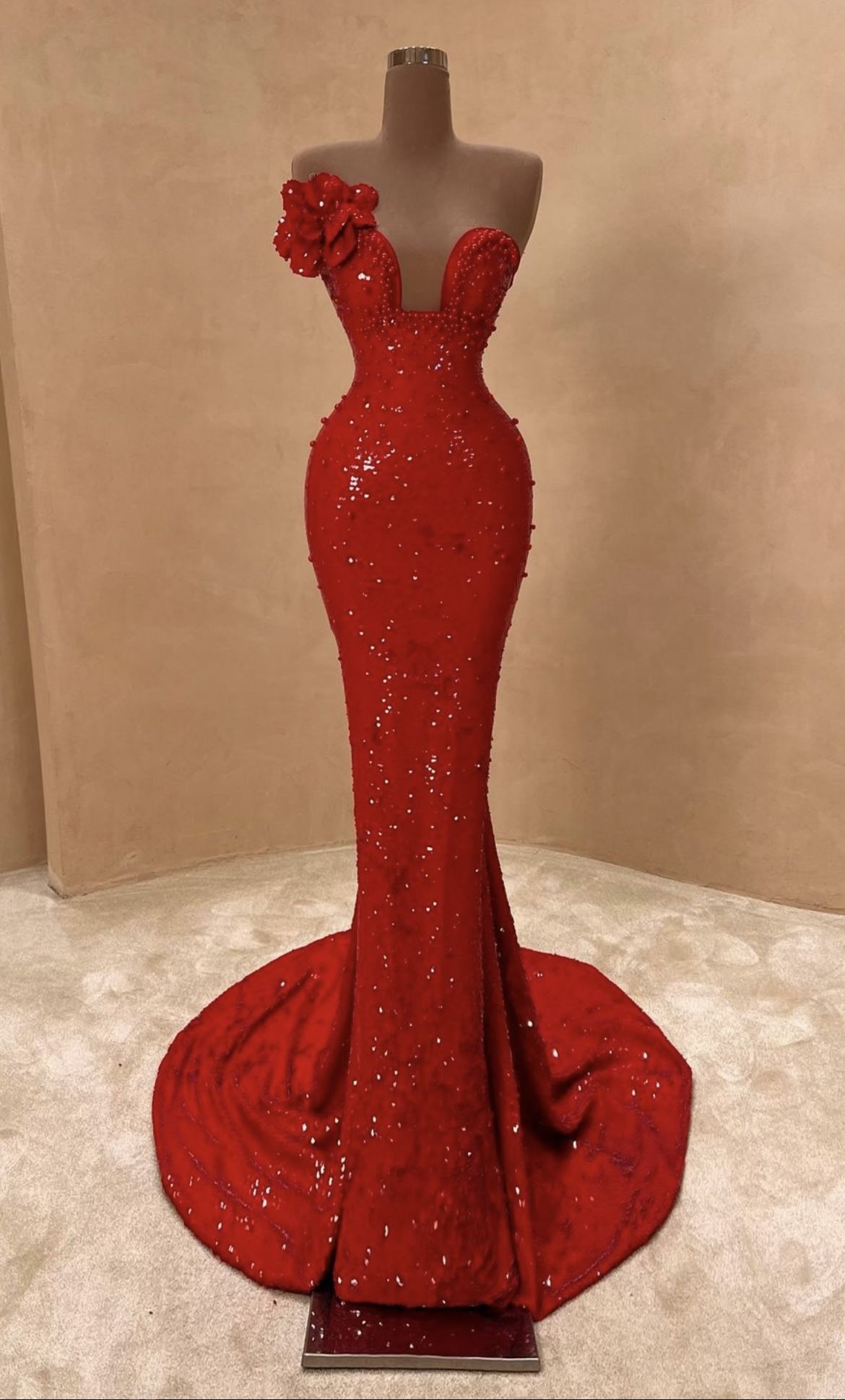 Sparkling Mermaid Red Sequin Inspo For Black Girls People Women Girls Formal Party Gowns Long Prom Dresses N139