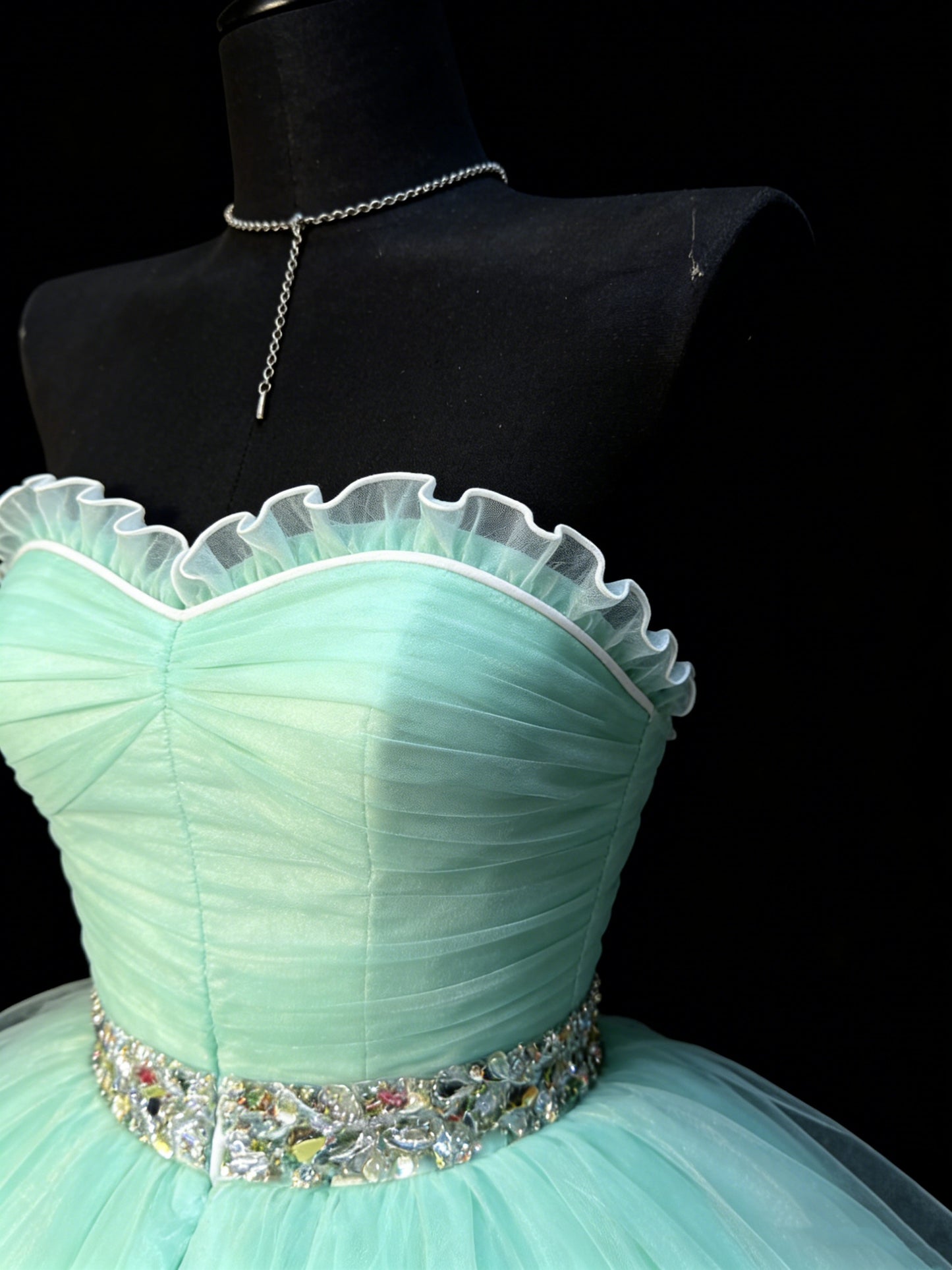 Robe de bal mignonne, bustier cœur, tulle bleu ciel clair, courte, tenue de bal de fin d'année, robe de cocktail pour le collège, N1179