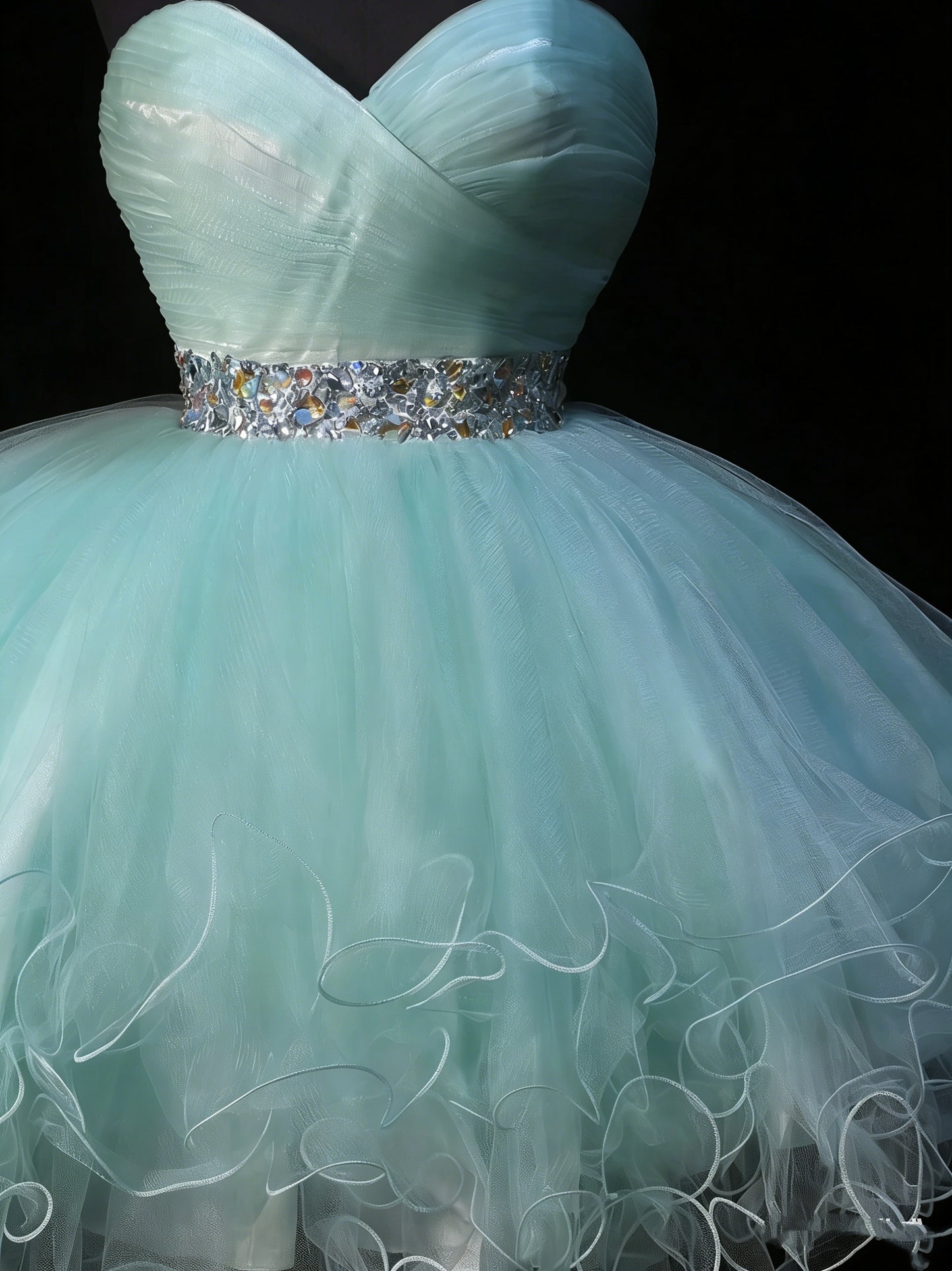 Robe de bal mignonne, bustier cœur, tulle bleu ciel clair, courte, tenue de bal de fin d'année, robe de cocktail pour le collège, N1179