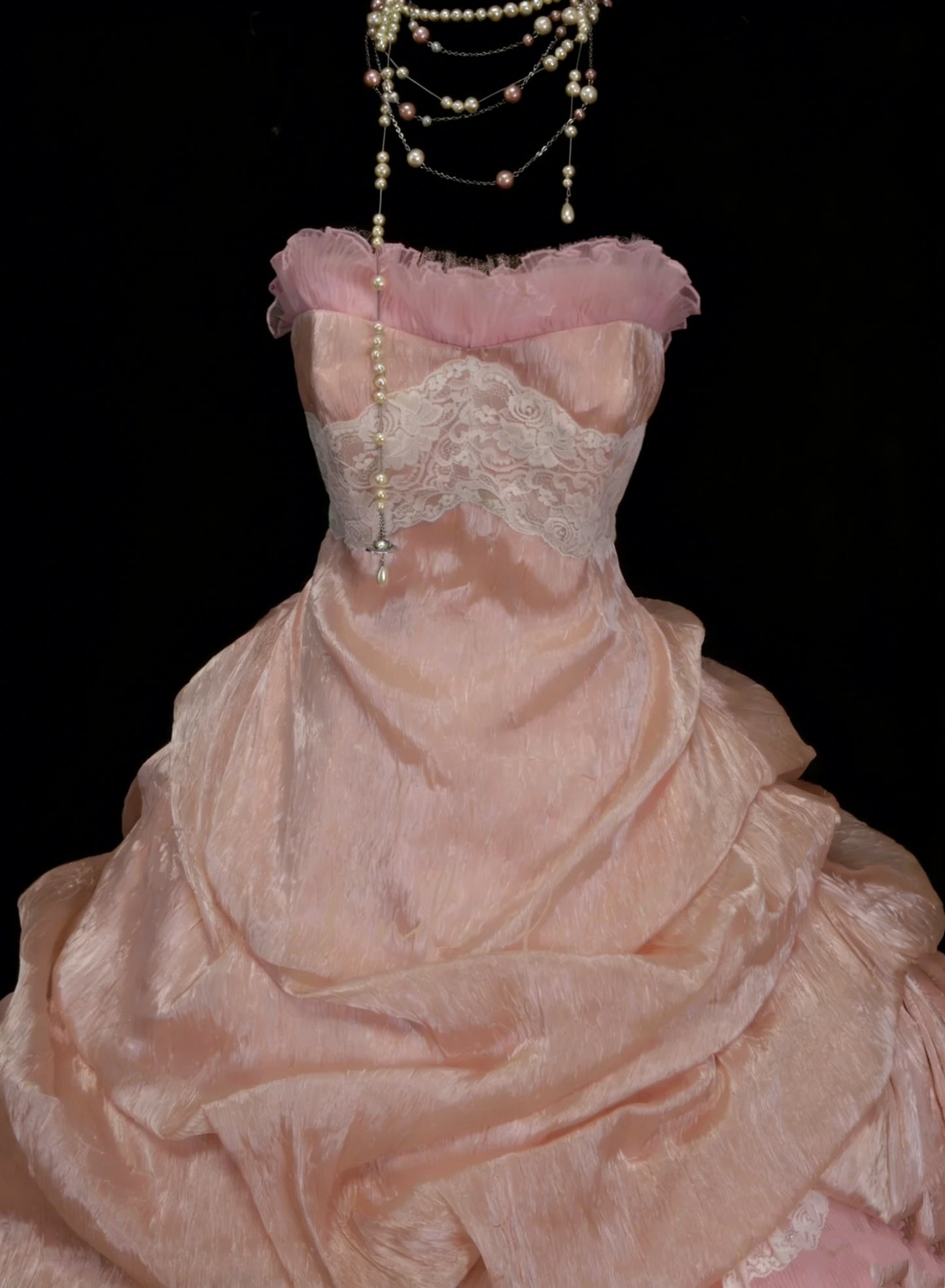 Niedliches Ballkleid, trägerlos, errötendes Rosa mit Rüschen, lange Partykleider, Abschlussballkleider N2127