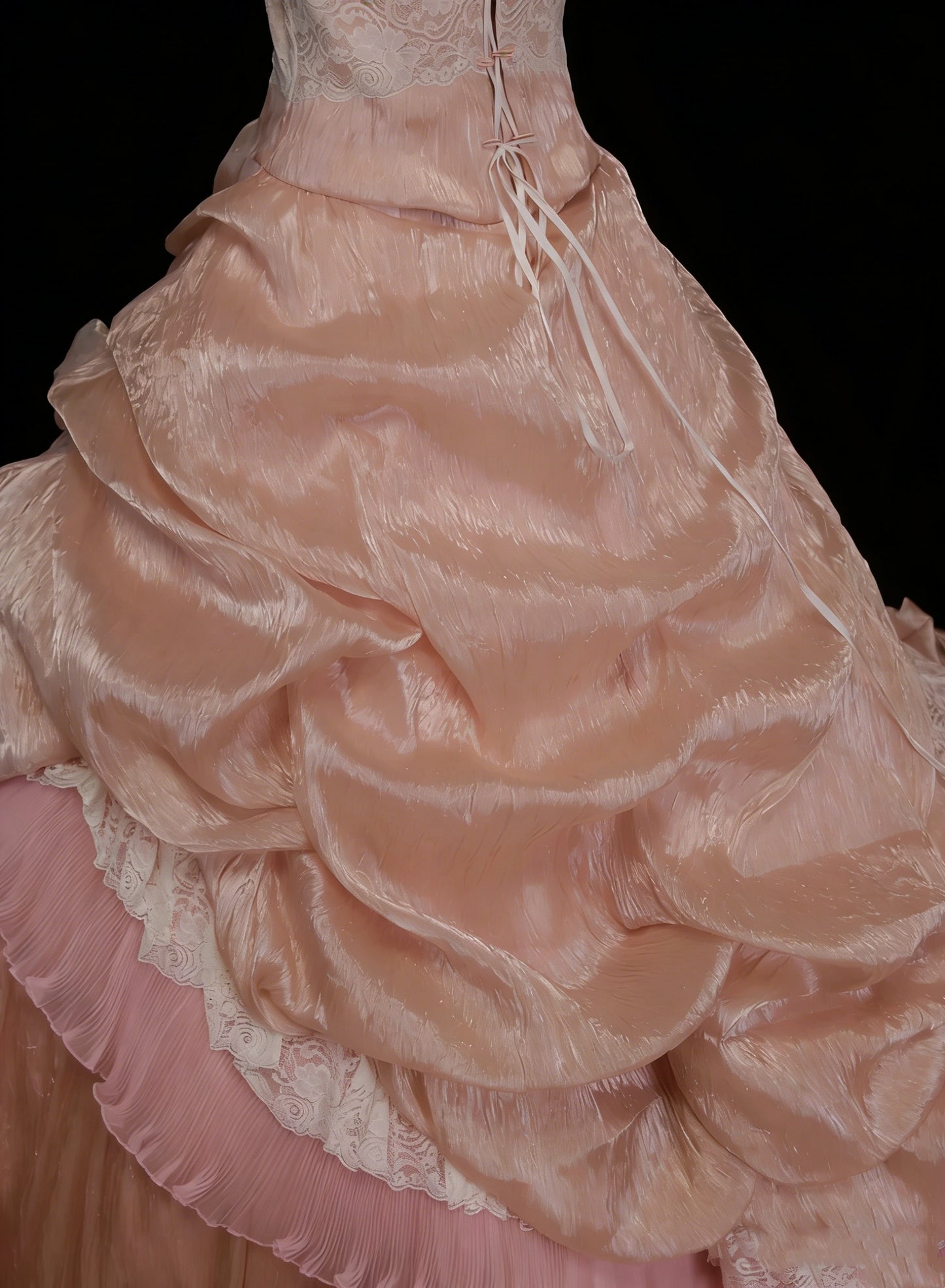 Niedliches Ballkleid, trägerlos, errötendes Rosa mit Rüschen, lange Partykleider, Abschlussballkleider N2127