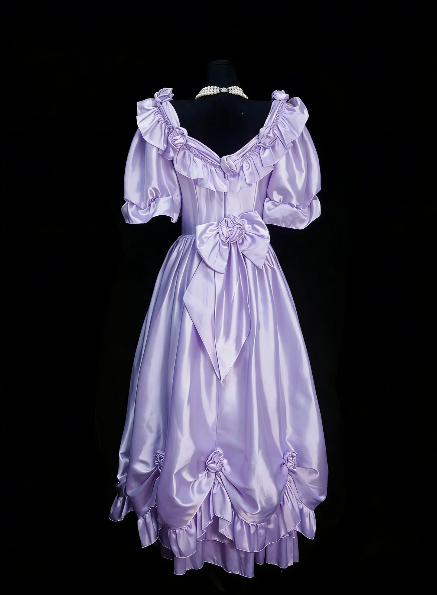 Vintage Ballkleider Ästhetik 1950er Jahre Retro A-Linie Lila Midikleid Satin Partykleid N2128