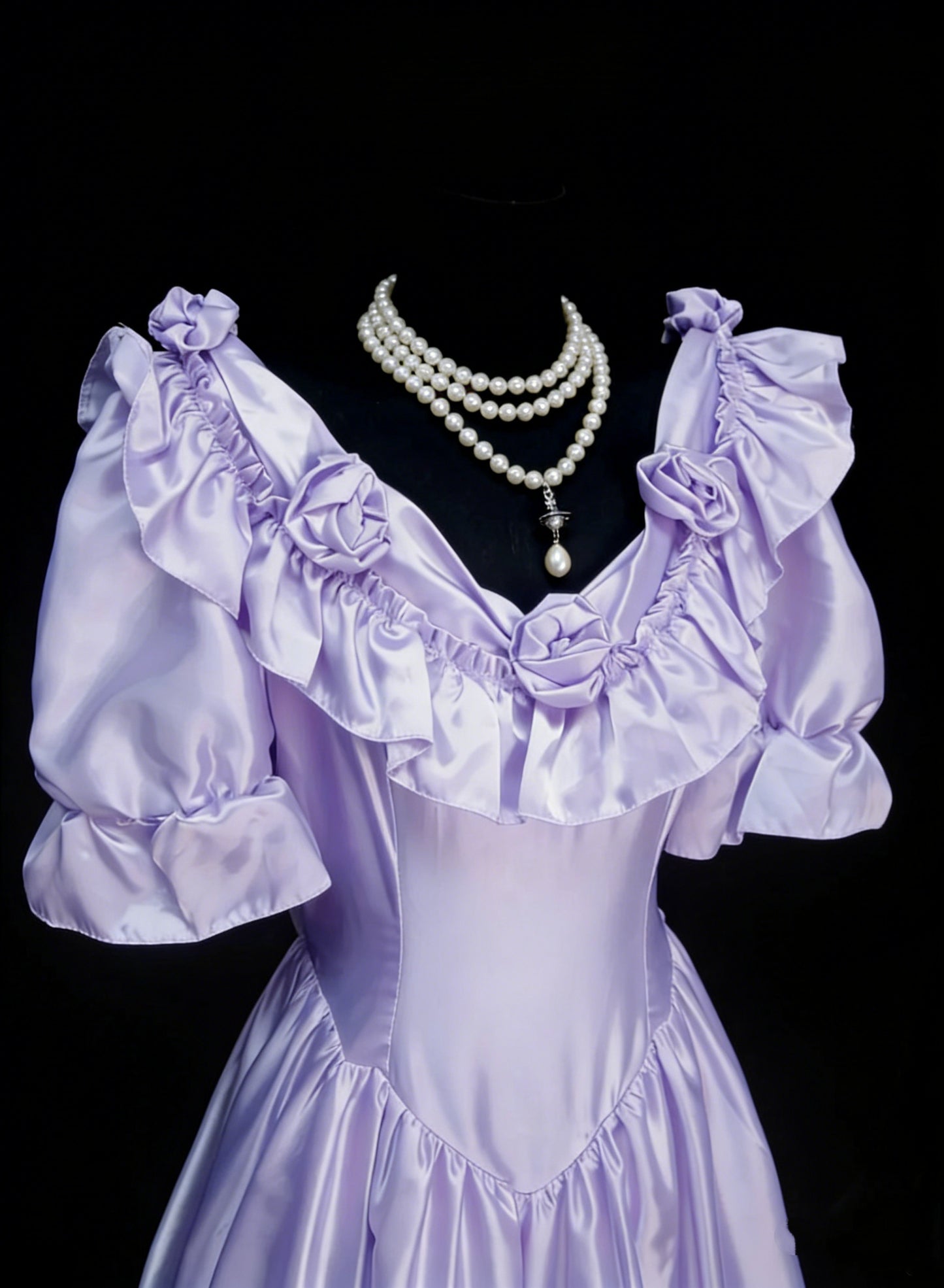 Vintage Ballkleider Ästhetik 1950er Jahre Retro A-Linie Lila Midikleid Satin Partykleid N2128