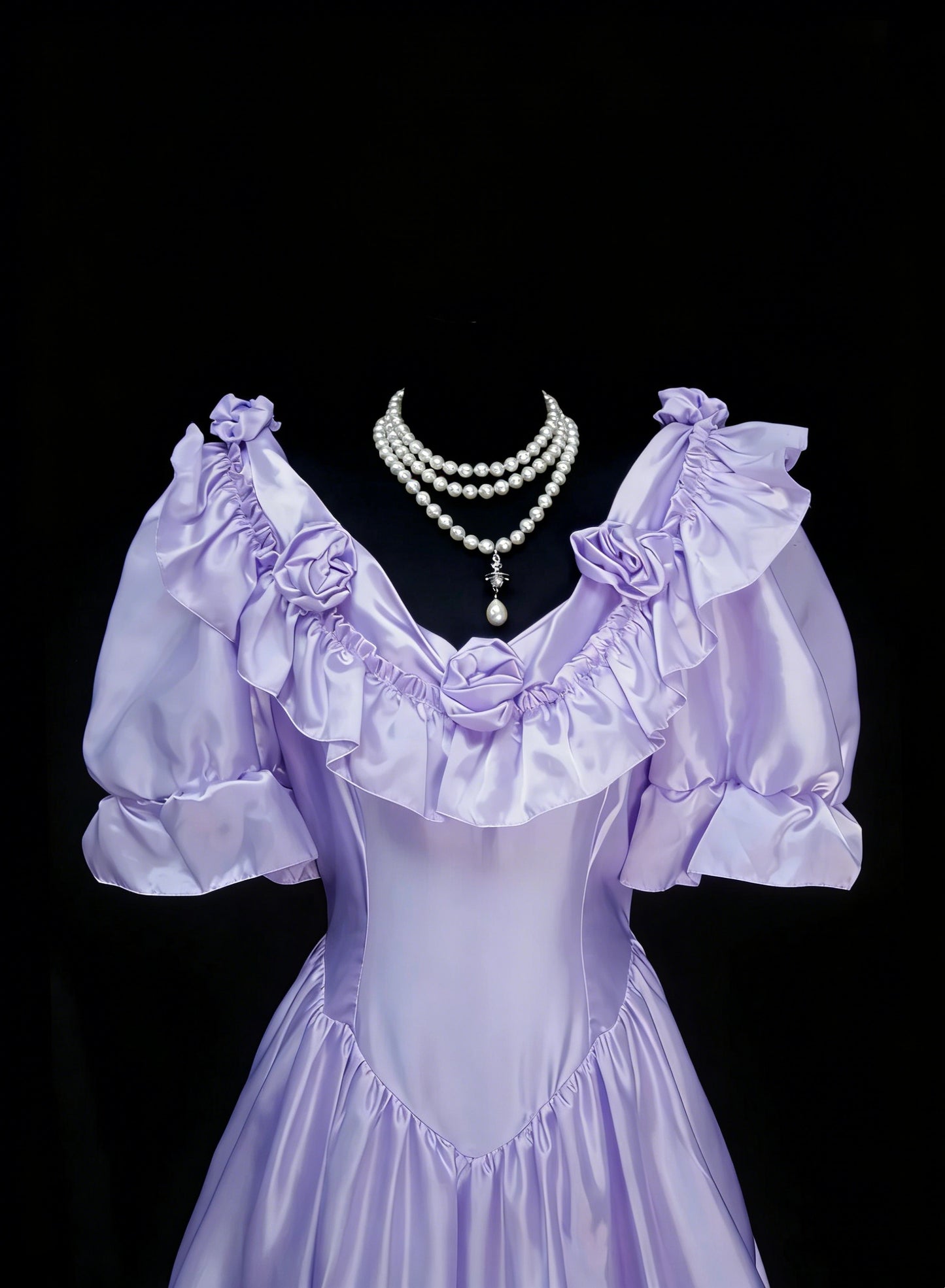 Vintage Ballkleider Ästhetik 1950er Jahre Retro A-Linie Lila Midikleid Satin Partykleid N2128