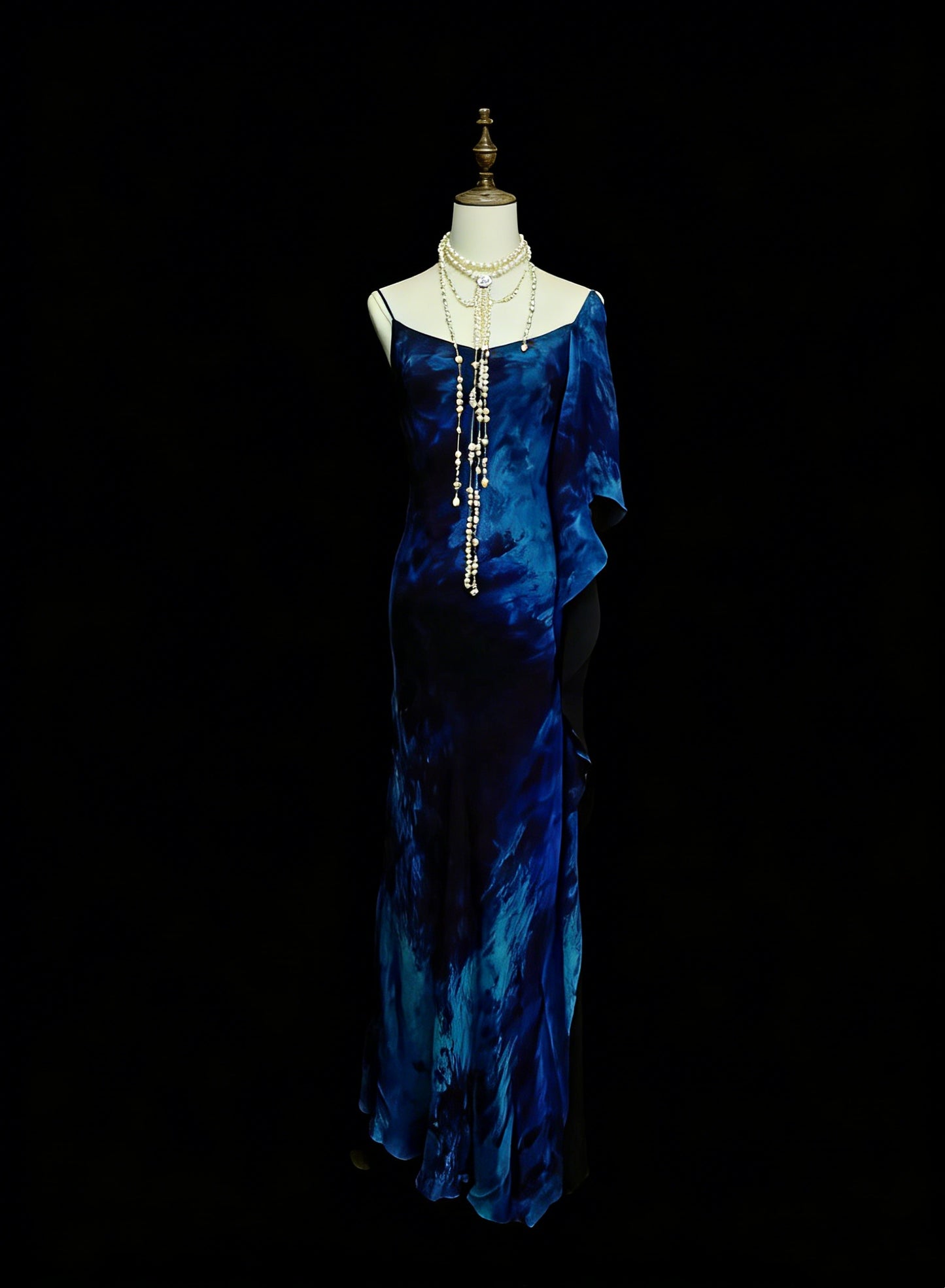 Vintage Ballkleider Ästhetik 1960er Retro Meerjungfrau Spaghettiträger Royalblau Langes Partykleid N2131