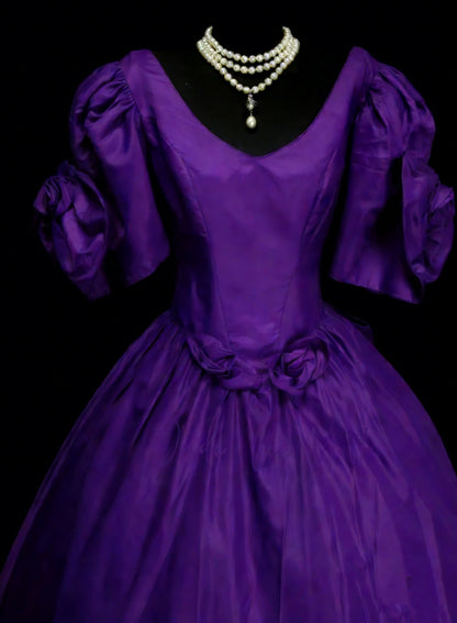 Esthétique des Robes de Bal Vintage Robe de Soirée Rétro Années 50 Violette Mi-longue en Satin N2129