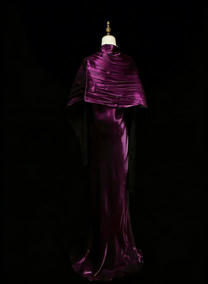 Robes de bal vintage esthétiques Années 60 Rétro Sirène Bretelles fines Robe de soirée longue violette N2130