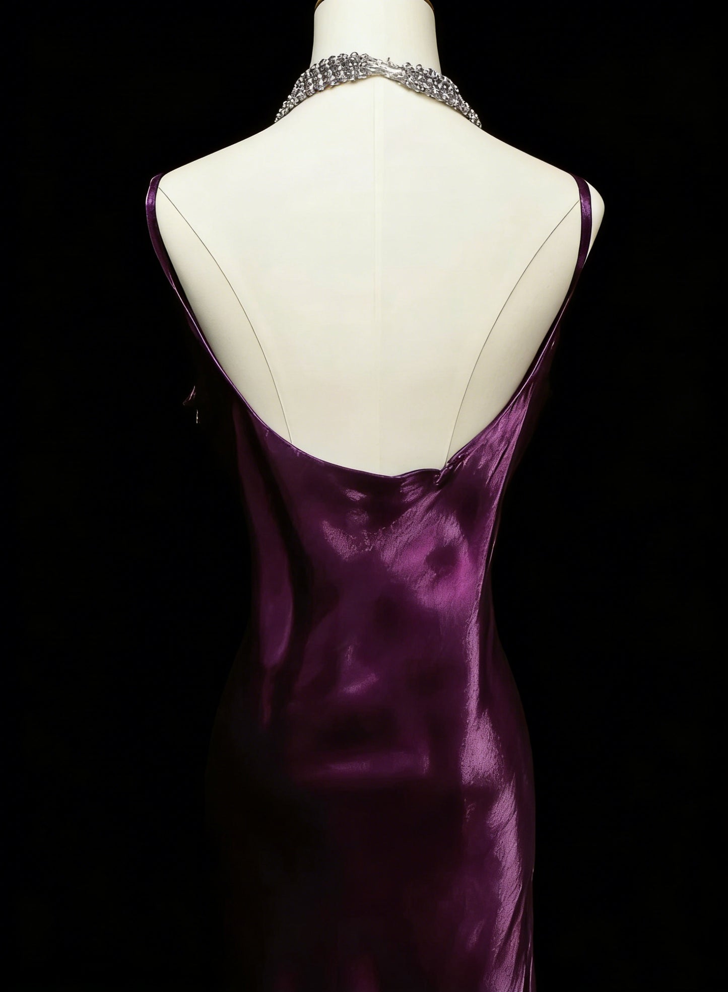 Robes de bal vintage esthétiques Années 60 Rétro Sirène Bretelles fines Robe de soirée longue violette N2130