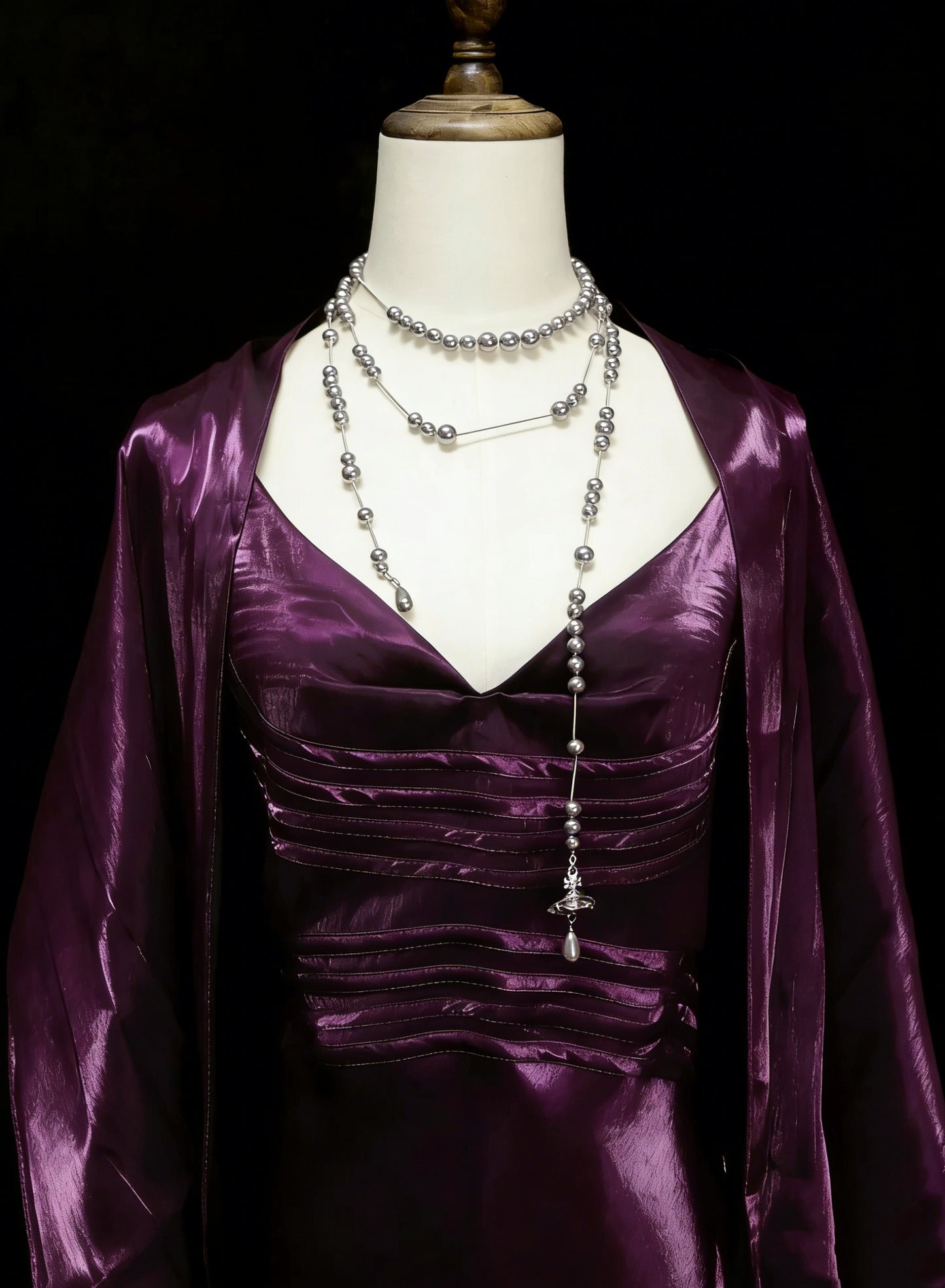 Robes de bal vintage esthétiques Années 60 Rétro Sirène Bretelles fines Robe de soirée longue violette N2130