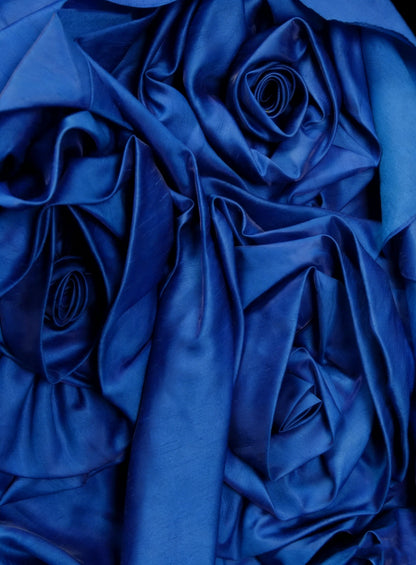 Vintage Ballkleid, trägerlos, königsblauer Satin mit Rüschen und 3D-Blumen, Sweet 16 Kleider, Quinceañera Kleid, lang, Vestidos De Fiesta N1454
