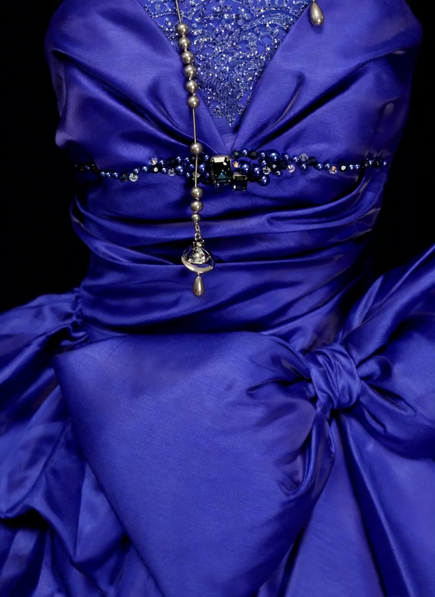 Robe de bal vintage bustier en satin bleu royal avec volants et perles, robe de quinceañera longue taille 15, Vestidos De Fiesta N1457