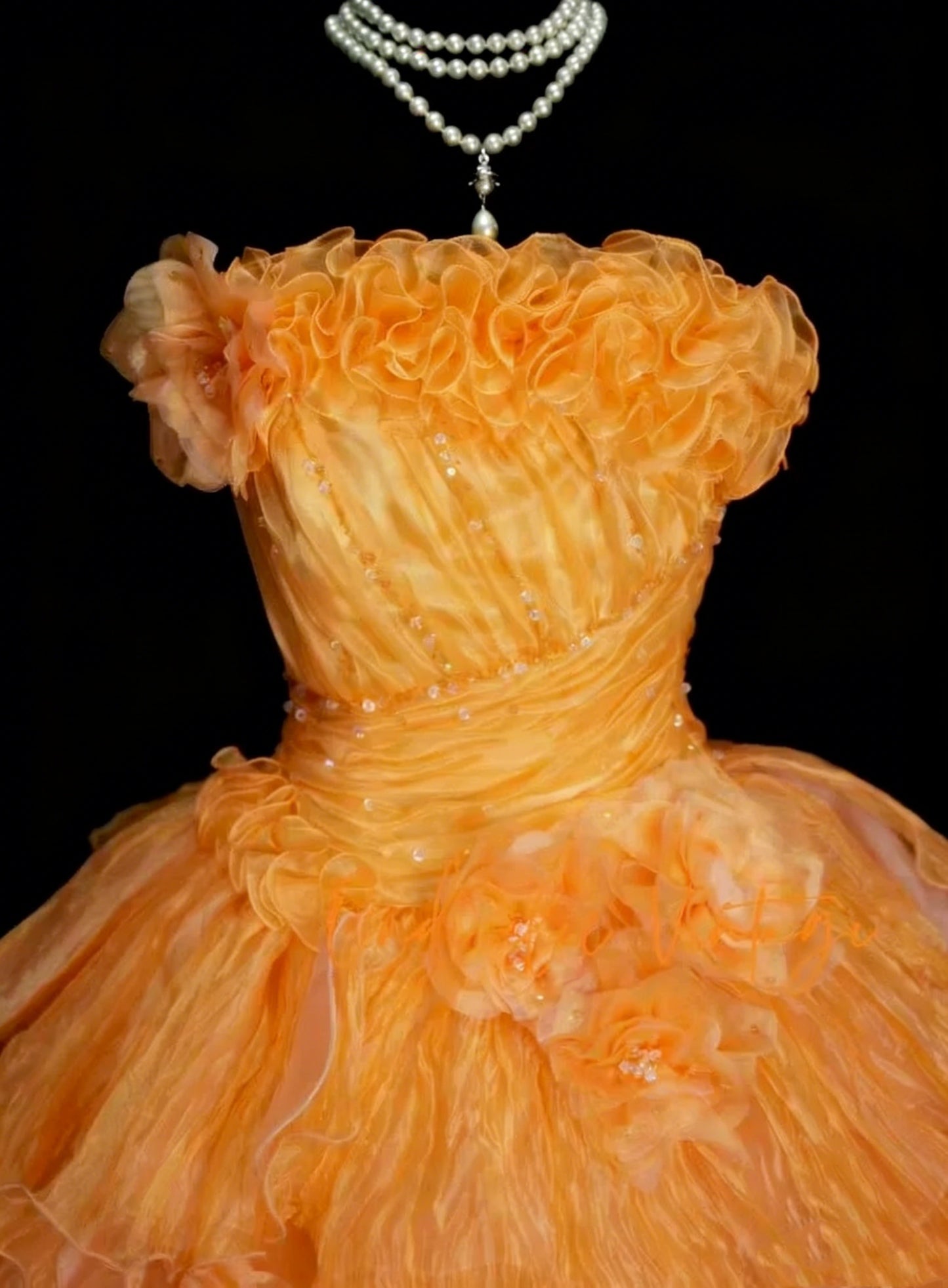 Robe de bal vintage bustier en organza et tulle avec volants et perles, robe de quinceañera longue taille 15, Vestidos De Fiesta N1458