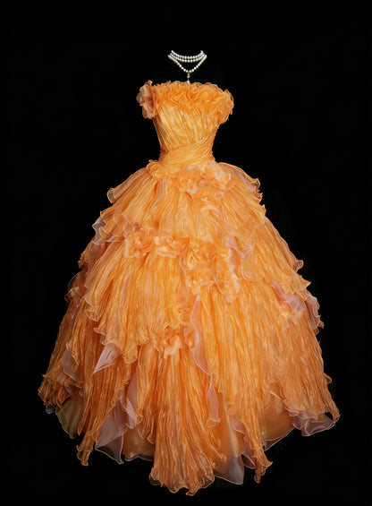 Robe de bal vintage bustier en organza et tulle avec volants et perles, robe de quinceañera longue taille 15, Vestidos De Fiesta N1458