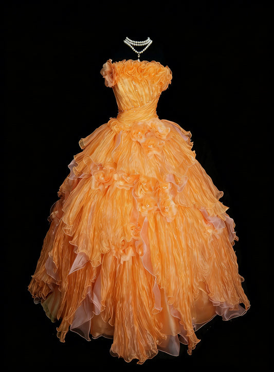 Vintage Ballkleid, trägerlos, aus Organza und Tüll mit Rüschen und Perlenbesatz, Sweet 16 Kleider, Quinceañera Kleid, lang, Vestidos De Fiesta N1458