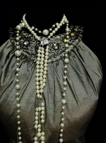 Robe de bal vintage sirène esthétique à col montant vert olive longue, inspiration robe de soirée formelle N1827