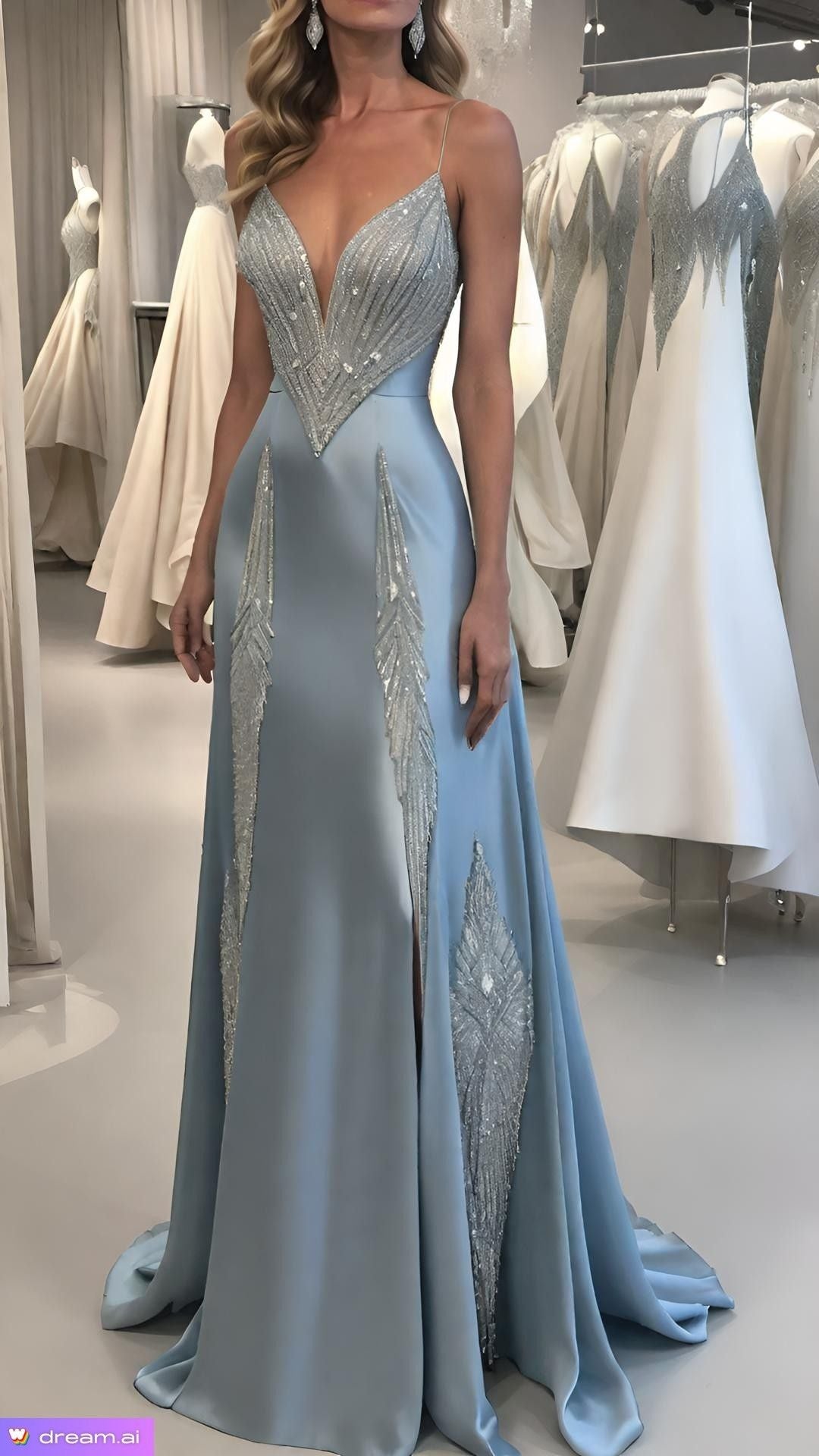 Robe de bal sirène/trompette à traîne courte, ornée de perles bleues, robe de soirée sirène élégante style célébrité pour femme AB1454