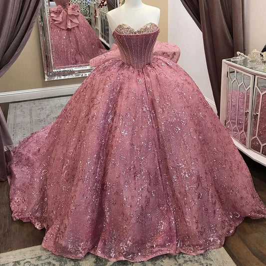 Glitzerndes Luxus Quinceanera Kleid Rüschen Ballkleid Schatz Vestidos De 15 Anos Formale Party Lange Wunderschöne Ballkleider Sweet 16 Kleid B274