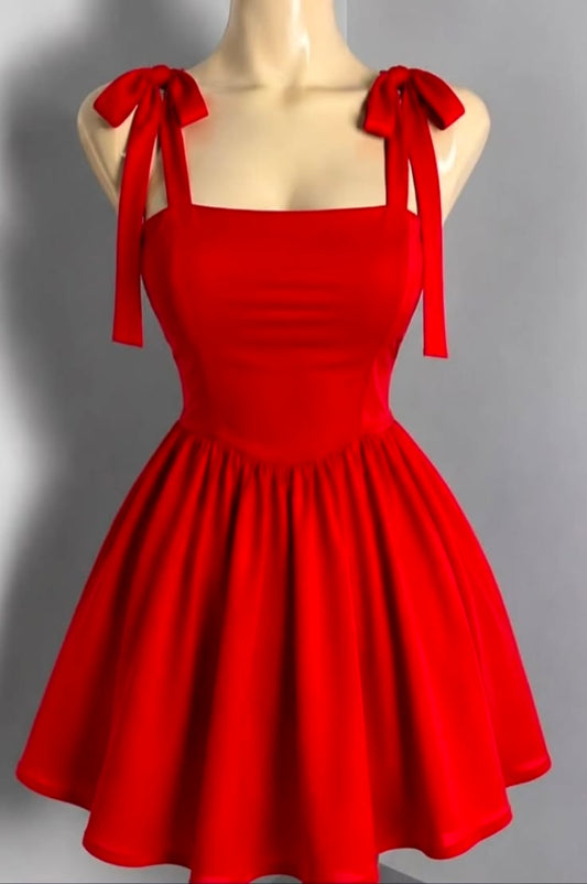 Elegant Party Dress Ideas for Women A line Straps Red Short Homecoming Dresses Inspo Hoco Outfits RB8758