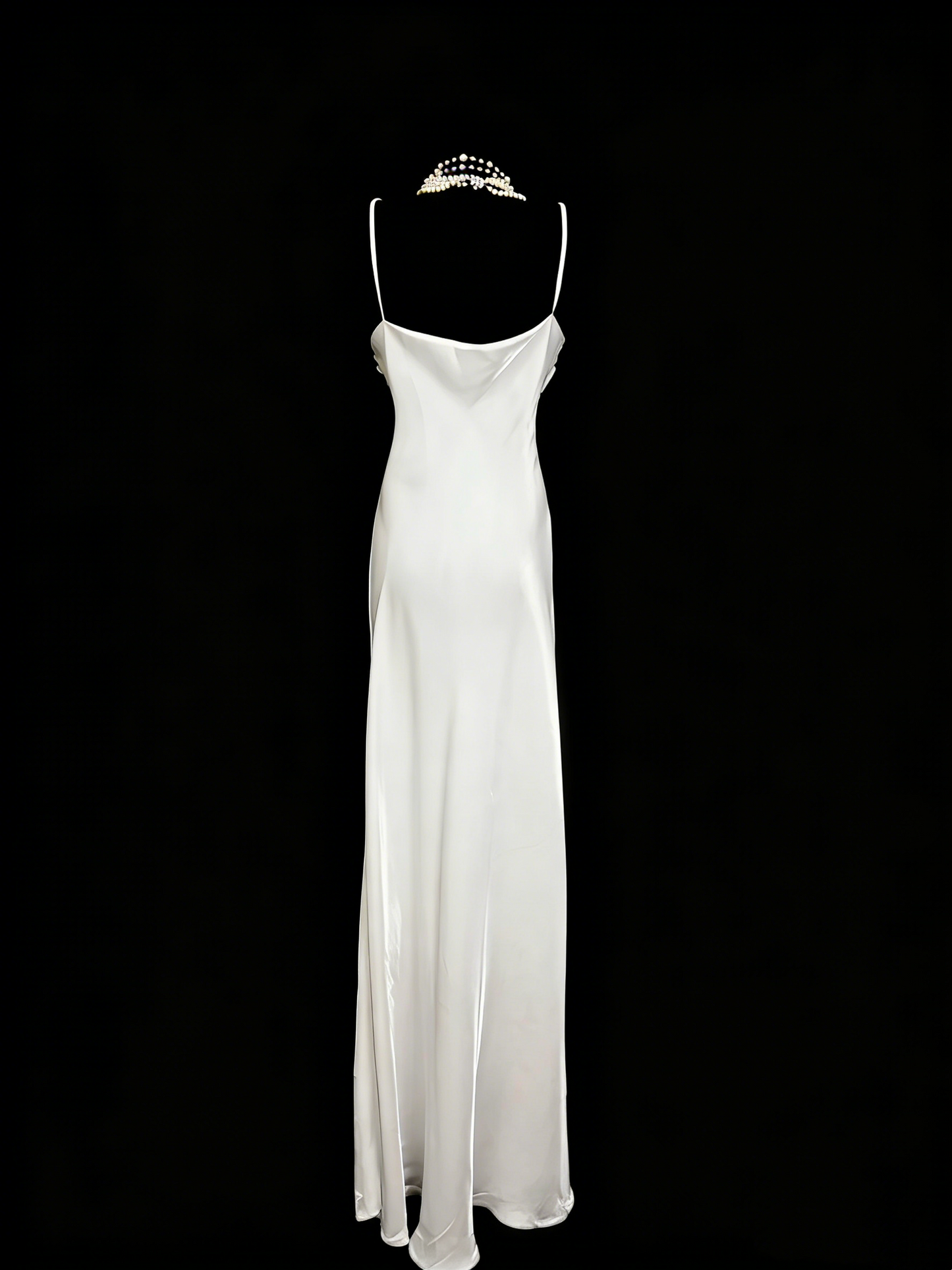 Vintage Fashion Night Aesthetic Mermaid Spaghetti Straps 80s 70s 90s White College Formal Outfit Long Prom Graduation Dresses N1148