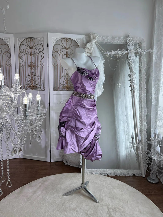 Modest Hoco Dress Homecoming Dresses Sheath Knee Length Purple 16th Birthday Party Outfits RB6389