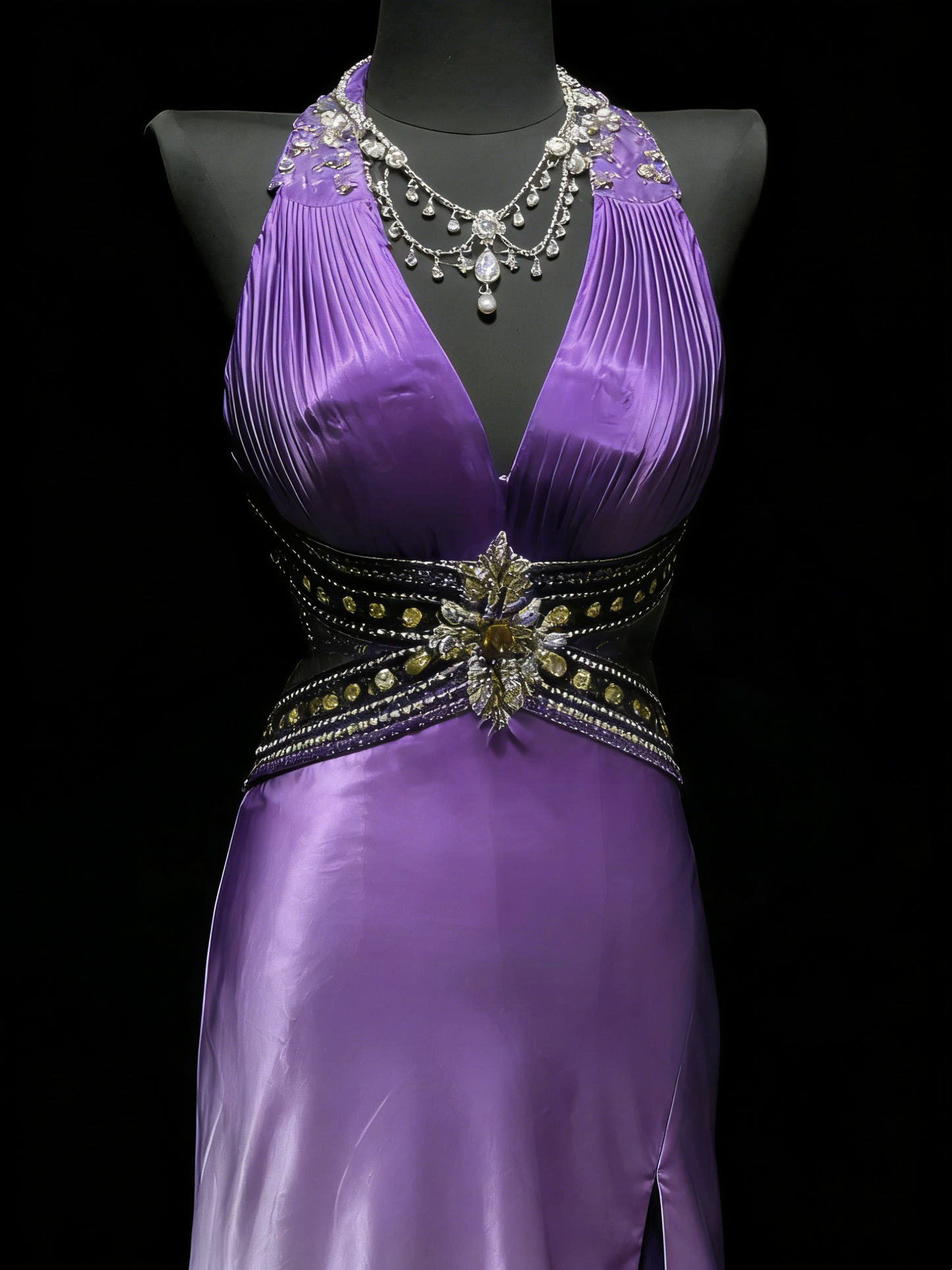 Modest Mermaid V Neck Grape White Ombre Slit College Formal Outfit Long Prom Graduation Dresses For Teens N1186