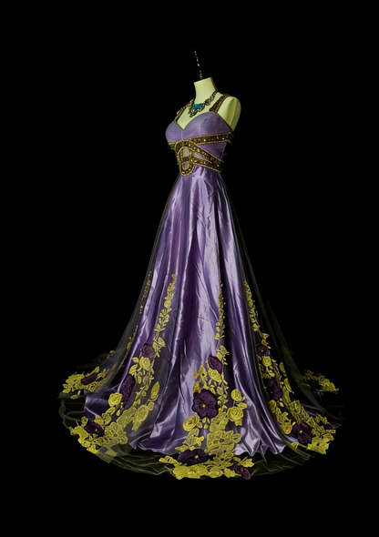 Robe de bal rétro années 70, coupe trapèze, bretelles spaghetti, satin raisin, sans manches, N1487